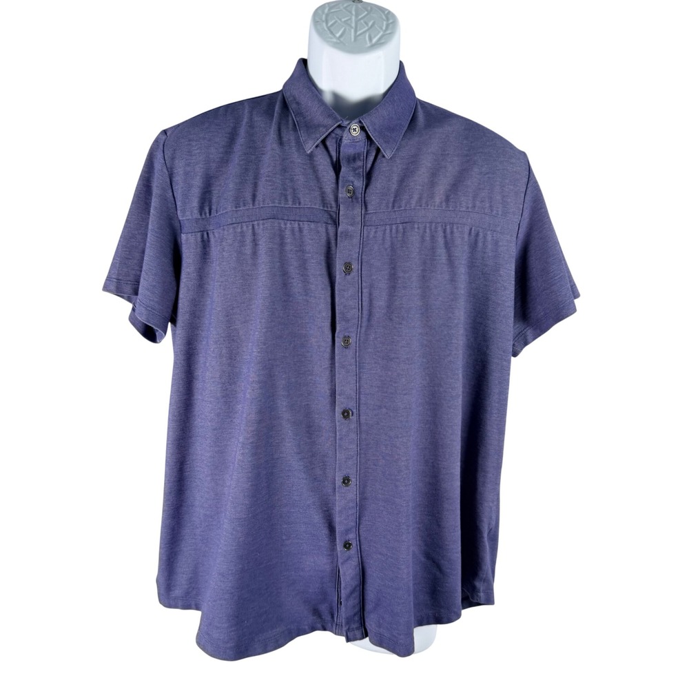 Structure Slim Fit Mens XL‎ Blue Short Sleeve Button Down Shirt Business Casual